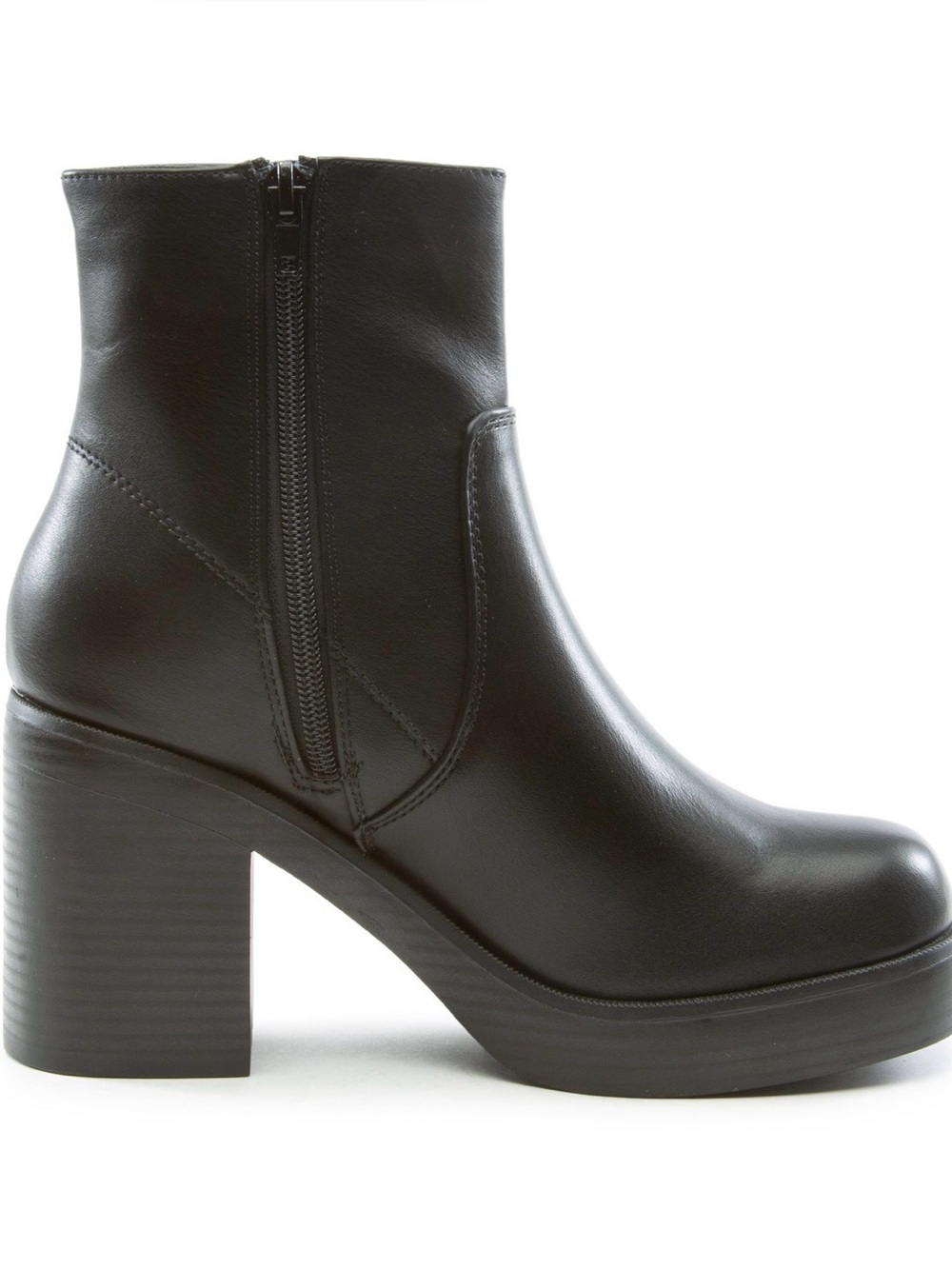 SODA Unfurl Womens Y2K Chunky Ankle Boots Size 9 Black Square Toe Zip Grunge